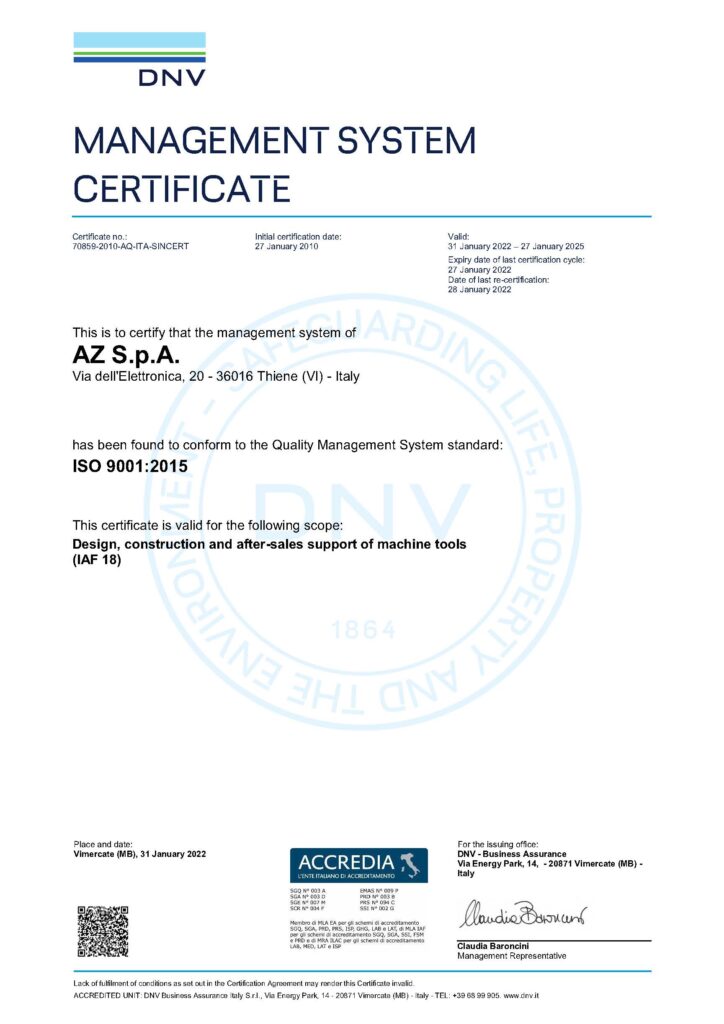 MANAGEMENT SYSTEM CERTIFICATE